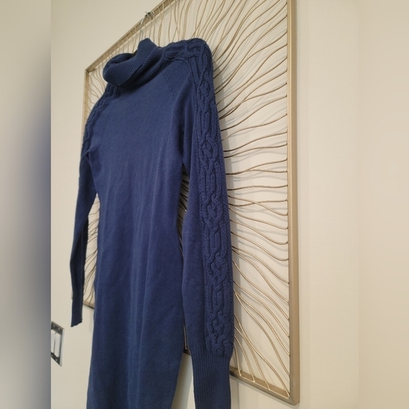 Victoria's Secret Moda International Blue Turtleneck Cable Knit Sweater Dress - Picture 6 of 11